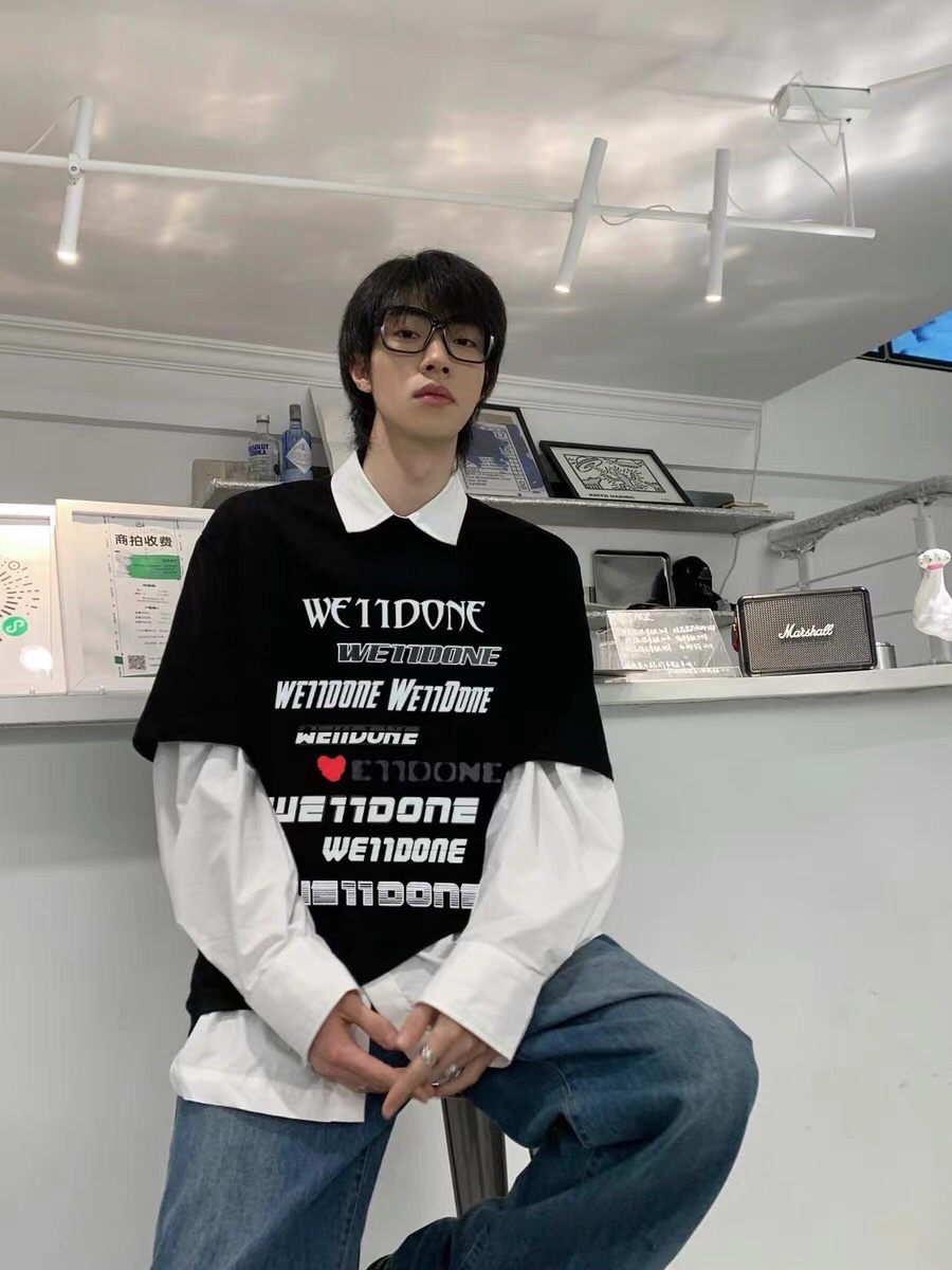 WE11DONE 新商品! ウェルダン服スーパーコピー 純綿 tシャツ 大人気 シンプル トップス 男女兼用２色可選_1