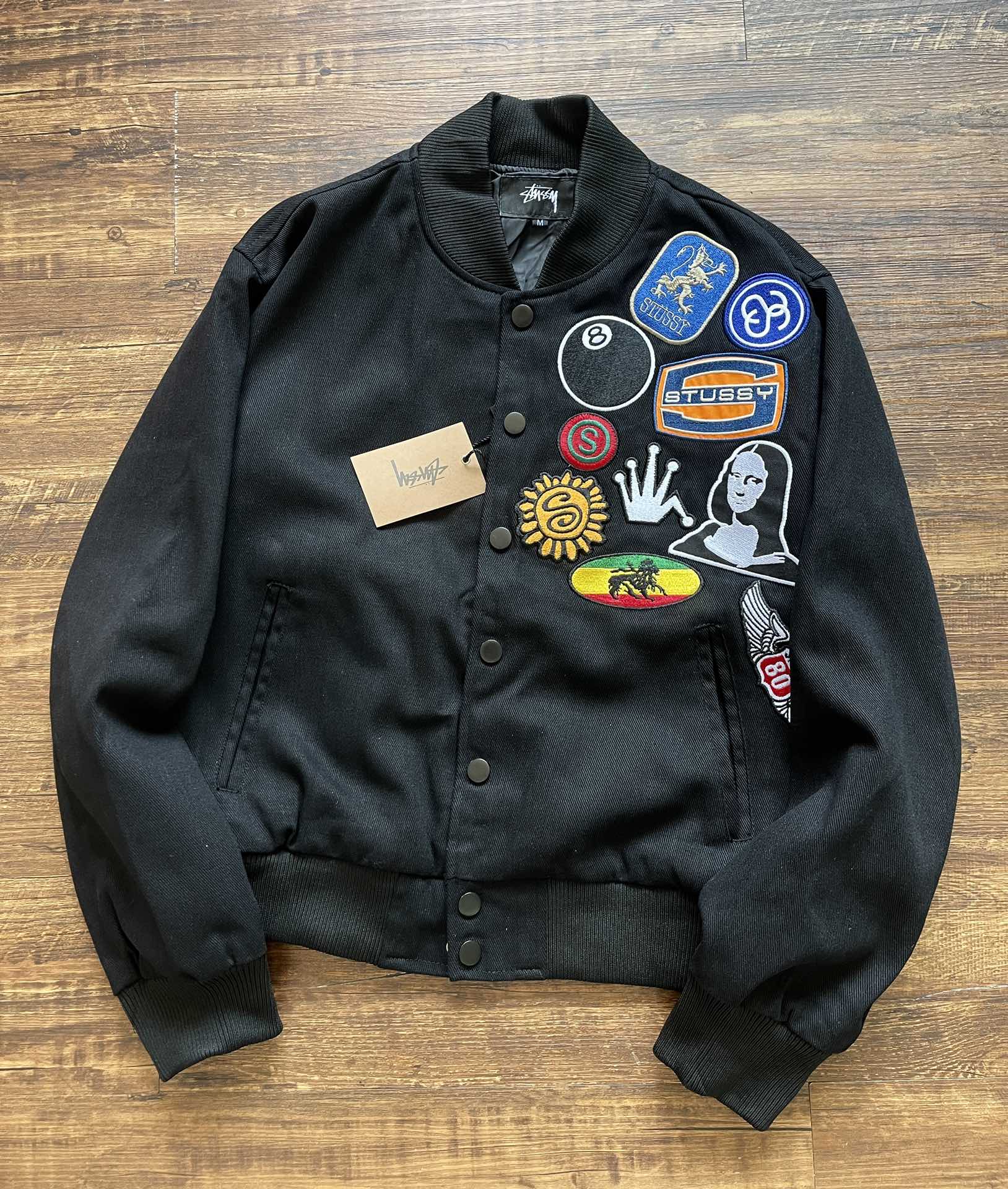 ステューシー アメリカスーパーコピー アウター 野球服 プリント ジャケット ランニング 運動 ファッション ブラック_1