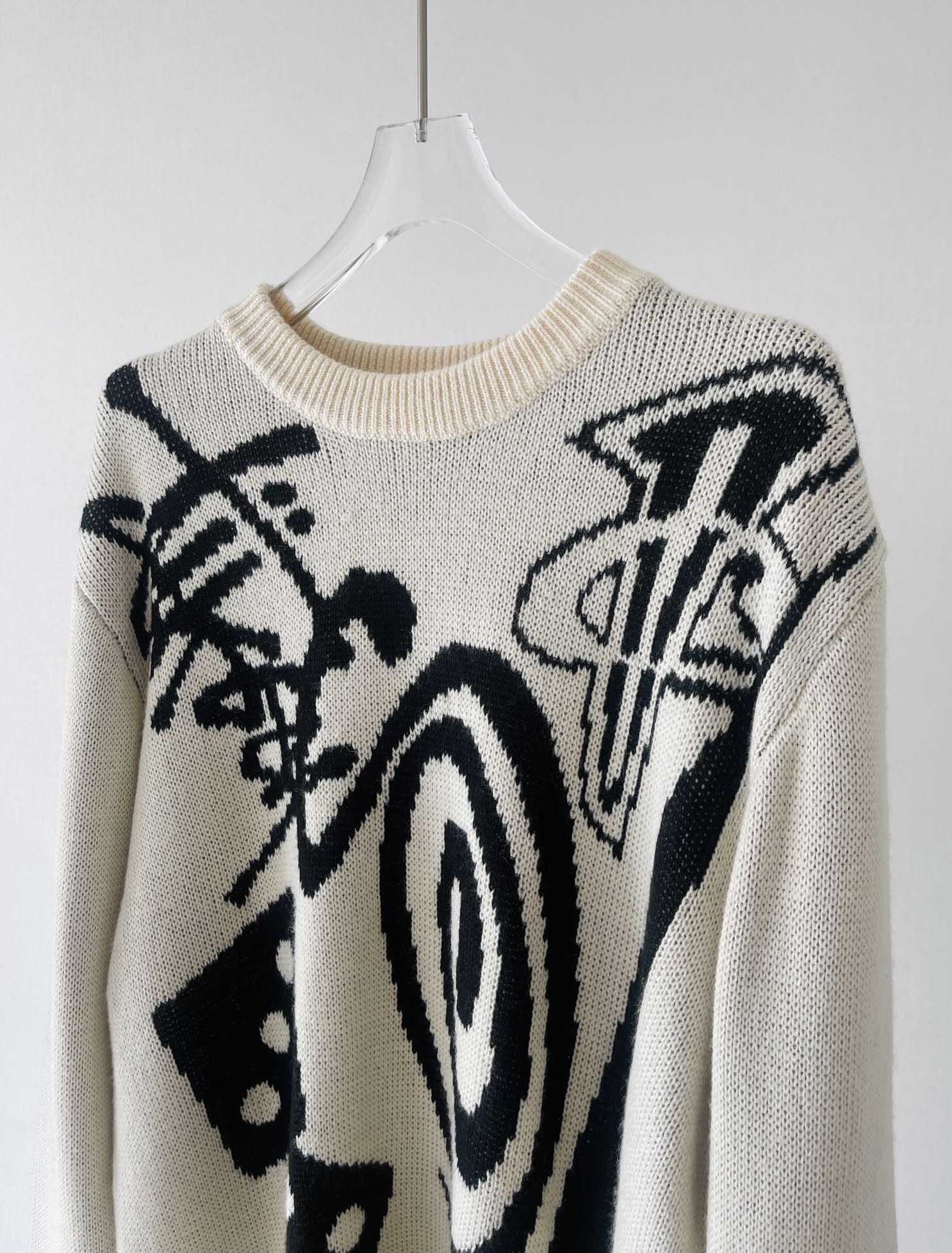 stussy ニットセータースーパーコピー ニットトップス 暖かい 日常服 大人気 グラフィティゆったり ホワイト_2