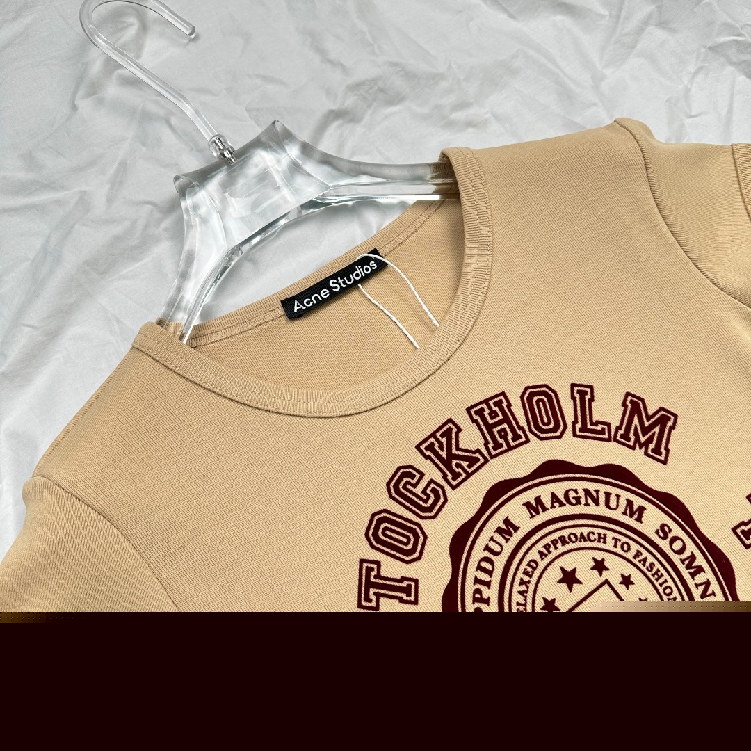 お買い得大人気 アクネストゥディオズ tシャツｎ級品 純綿 丸首 トップス 短袖 ファッション感アップ ブラウン_2