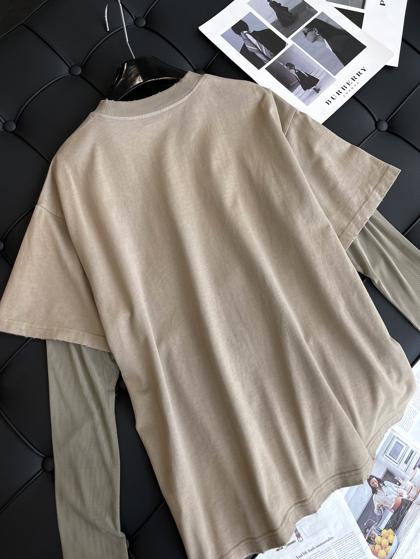 魅せる アクネストゥディオズ tシャツ サイズ感偽物 純綿 フェイクレイヤード トップス 短袖 ファッション 通気性いい ブラウン_7