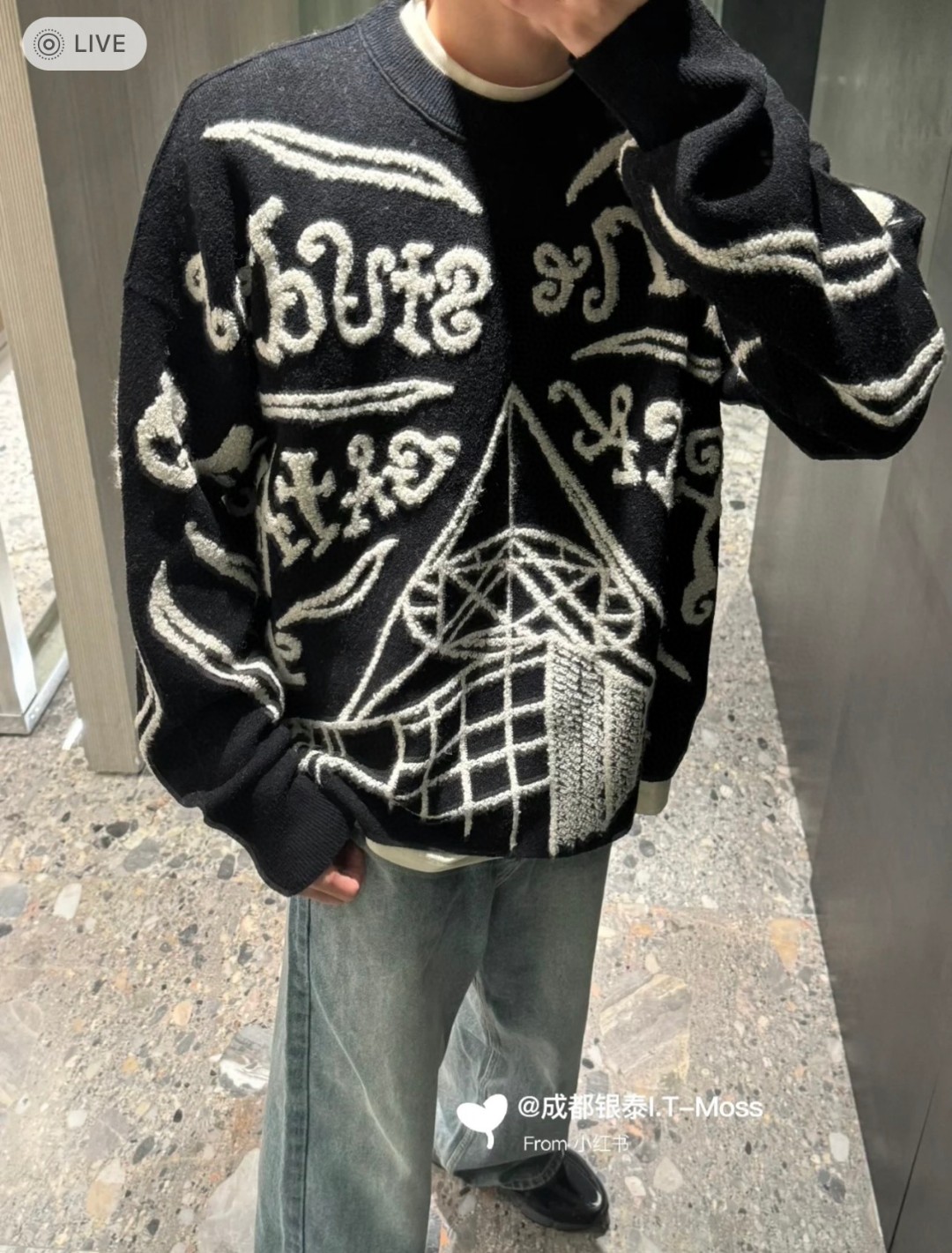 春夏数量限定 アクネストゥディオズ セーター激安通販 グラフィティ 芸術 暖かい ニットトップス 最新品 ブラック_2