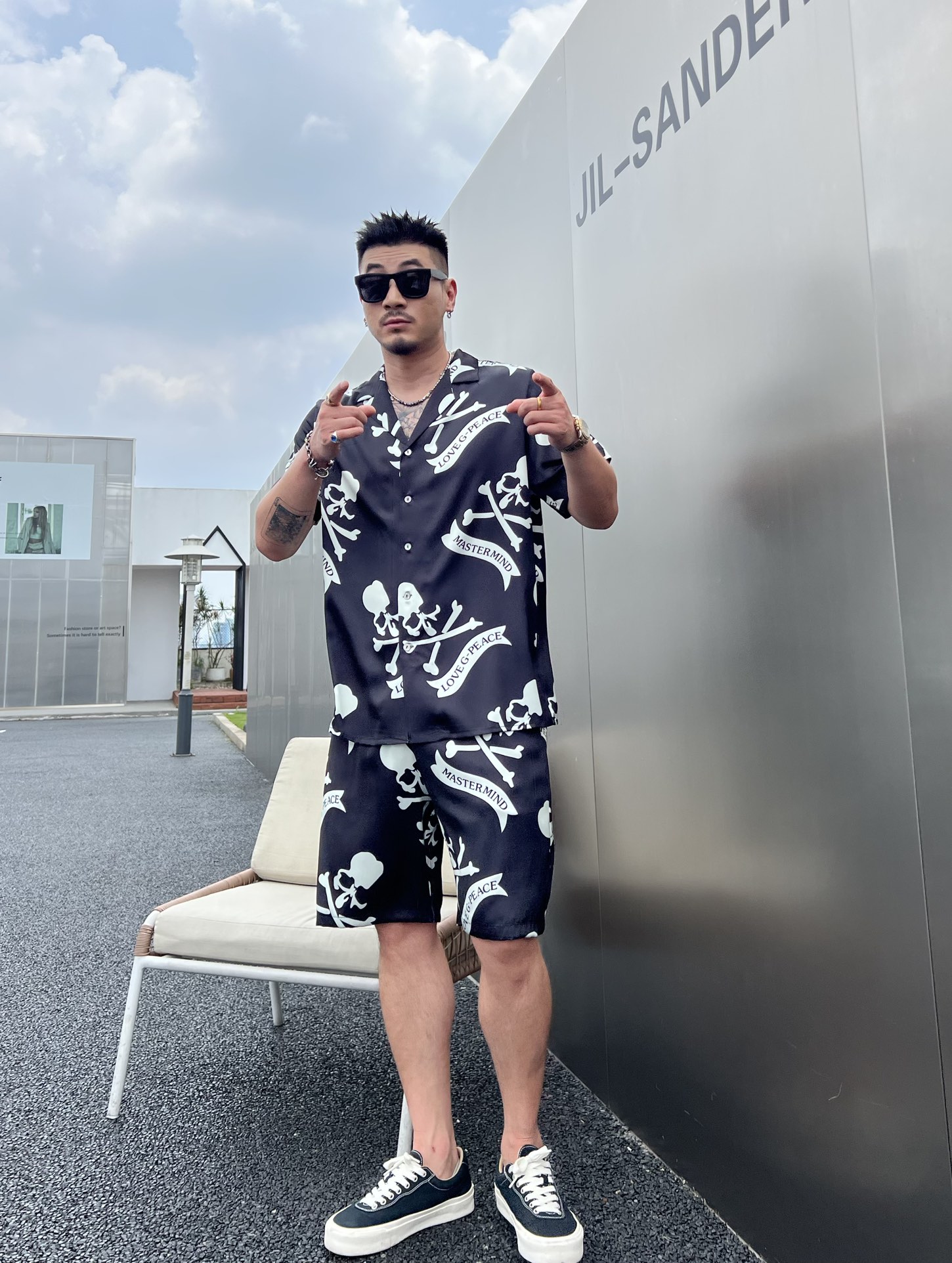 夏新作 マスターマインドとは 意味スーパーコピー 純綿 半袖シャツ ショットパンツ 2点セット チャック 柔らかい ブラック_7