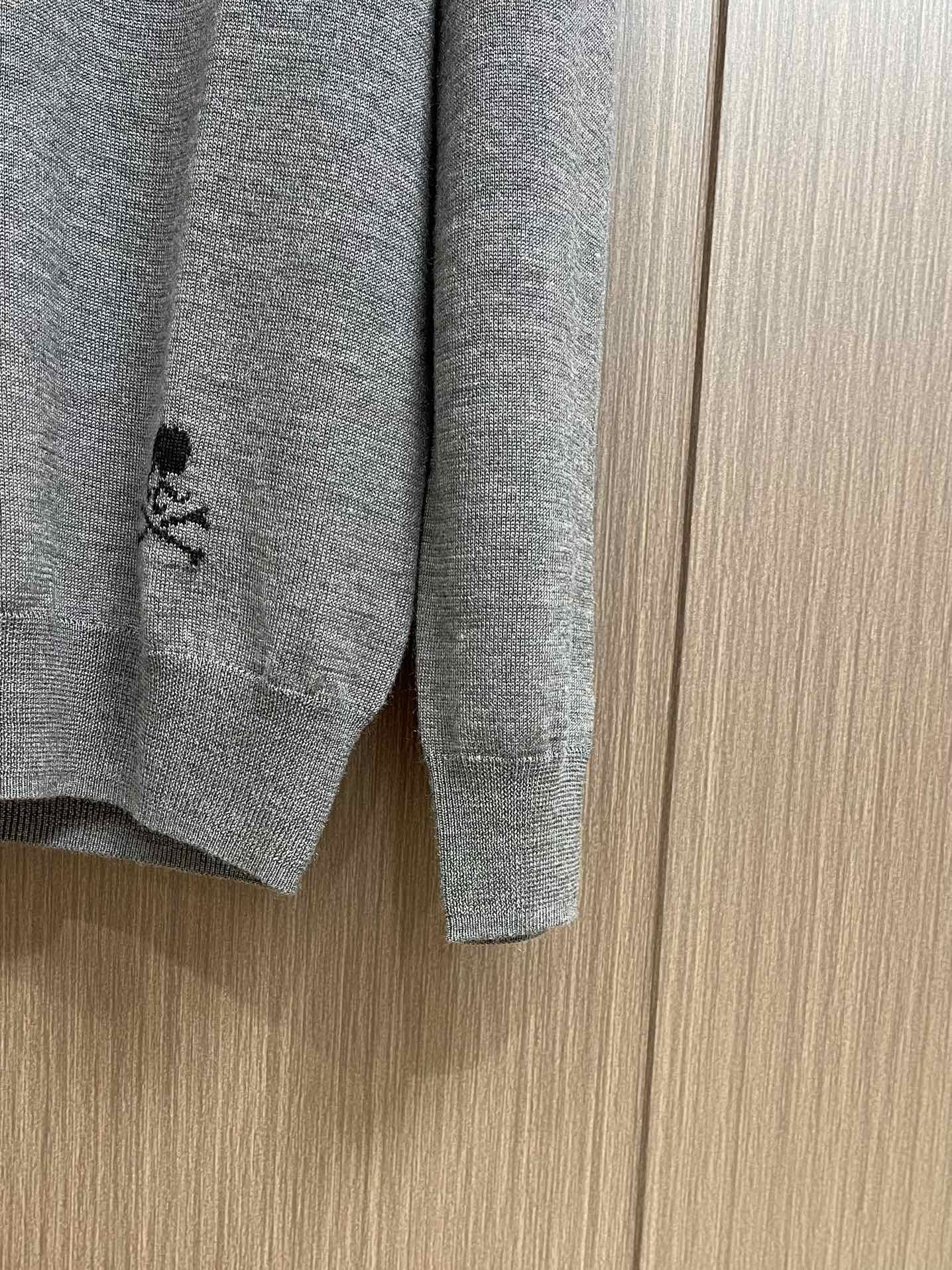 マスターマインド 服ｎ級品 ウール ファッション カジュアルトップス 柔らかい 日本大販売 髑髏ロゴ 暖かい グレイ_6