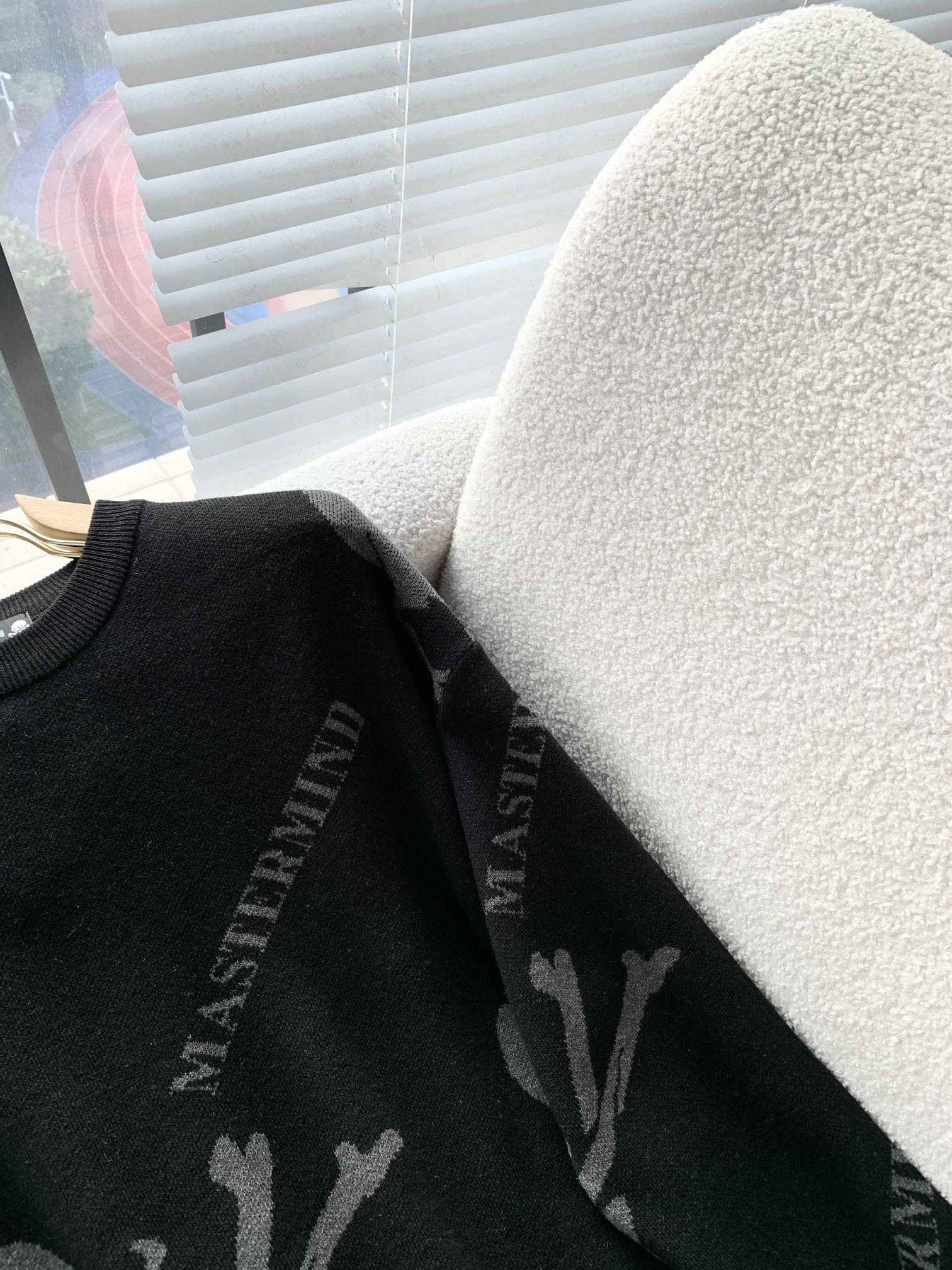 MASTERMIND ホスピタリティマインド とはコピー ウール セーター トップス 柔らかい ニット 髑髏ロゴ ブラック_5
