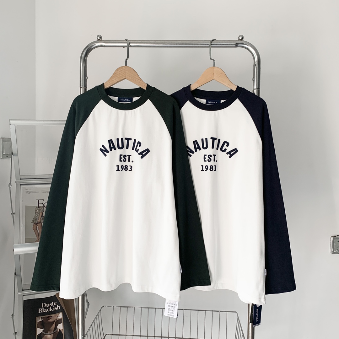 数量限定爆買い ノーティカトップスｎ級品 純綿 長袖 Tシャツ ファッション 人気 ロゴ刺繡 ホワイト_1