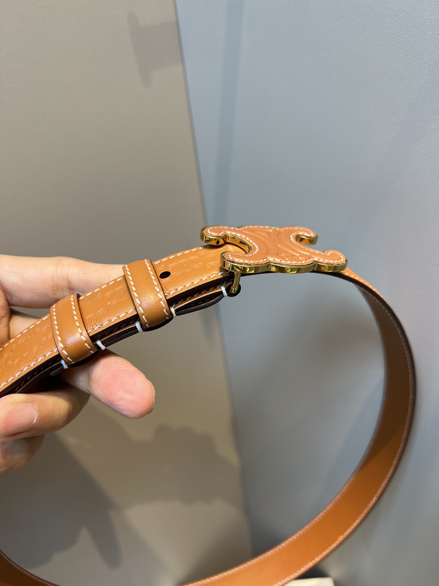 数量限定得価セリーヌベルトn級品　TEEN TRIOMPHEスムースレザーベルト_3