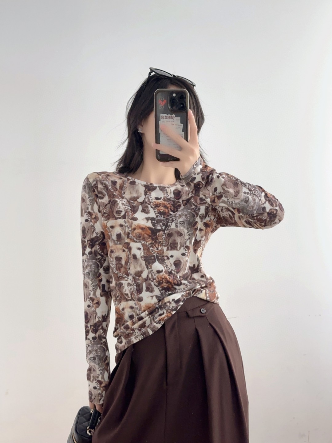 人気定番豊富な マーティンローズ セールｎ級品 純綿 トップス 長袖 tシャツ カラフル 犬プリント 弾性がいい ブラック_1