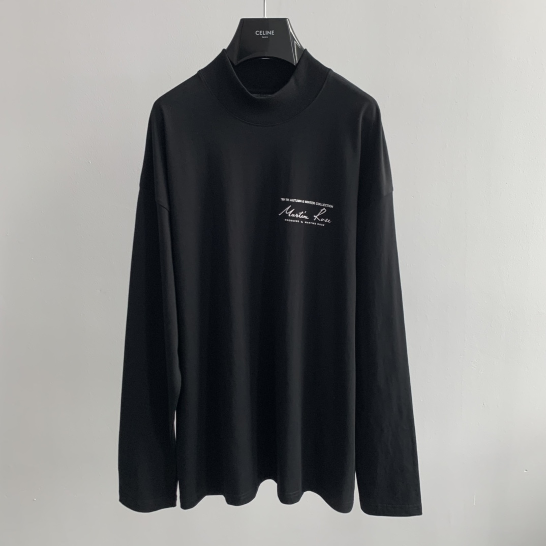 新作到着!!  マーティンローズ メンズスーパーコピー 純綿 トップス 長袖 tシャツ シンプル ハイネック カシュクール 2色可選_1