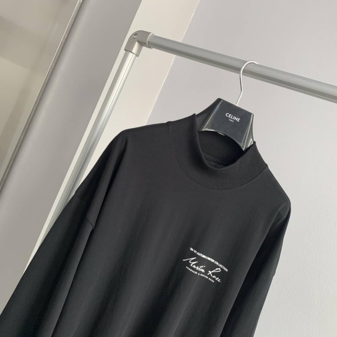 新作到着!!  マーティンローズ メンズスーパーコピー 純綿 トップス 長袖 tシャツ シンプル ハイネック カシュクール 2色可選_5