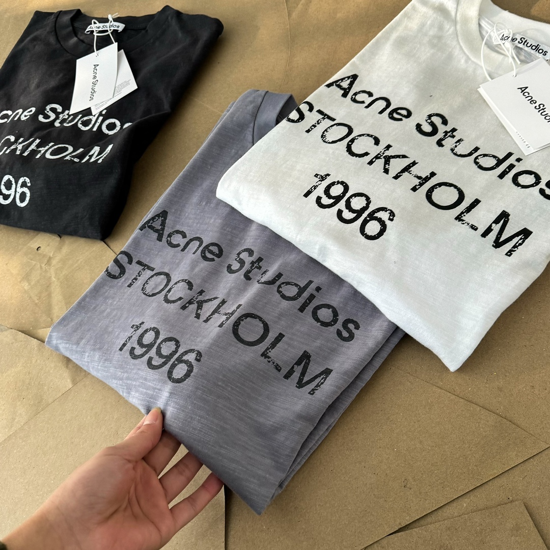 品質保証豊富なオ アクネストゥディオズ tシャツ コーデ偽物 トップス 純綿 柔らかい プリント 夏服 人気新作 3色可選_3