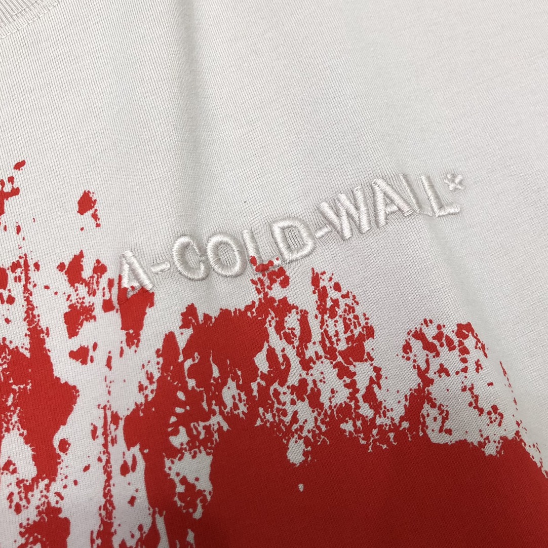 ACOLDWALL ア・コールドウォールトップススーパーコピー 純綿トップス 赤い墨付き プリント 半袖 ファッション 快適 ホワイト_5