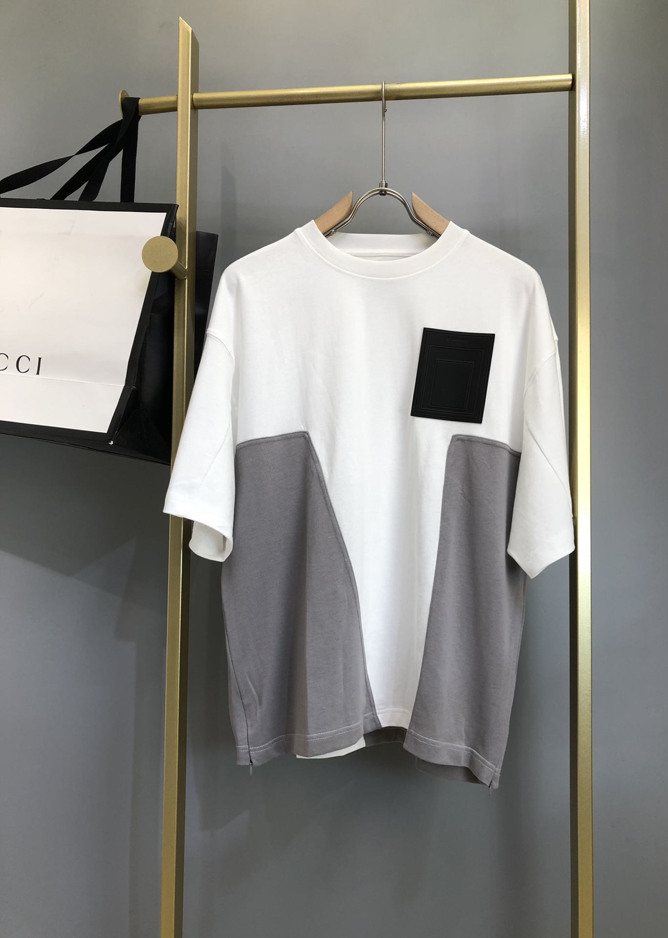 ACOLDWALL ホットウォール コールドウォール偽物 純綿 トップス ゆったり 半袖 スプライス服 芸術感 柔らかい ホワイト_1