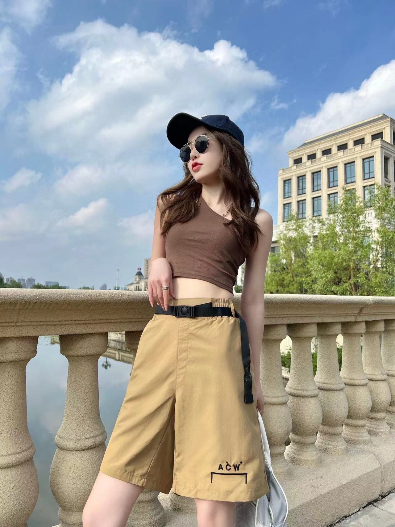 ACOLDWALL アコールドウォールとは激安通販 プリント 防水 カジュアルパンツ 夏服 爽やか ブラウン_1