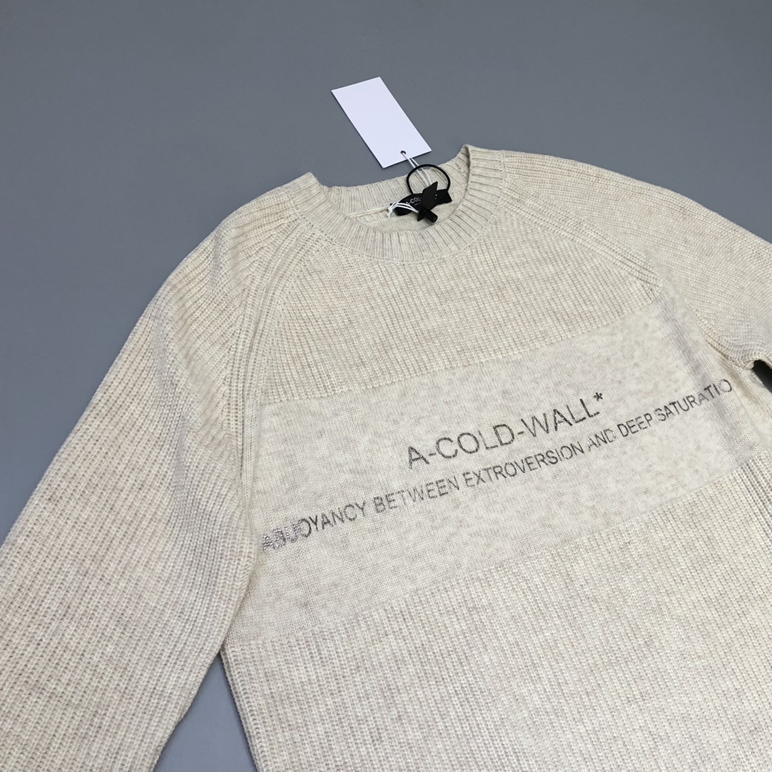 ACOLDWALL アコールドウォールセーター激安通販 暖かい ニットトップス 丸首 柔らかい 男女兼用 シンプル 杏色_4
