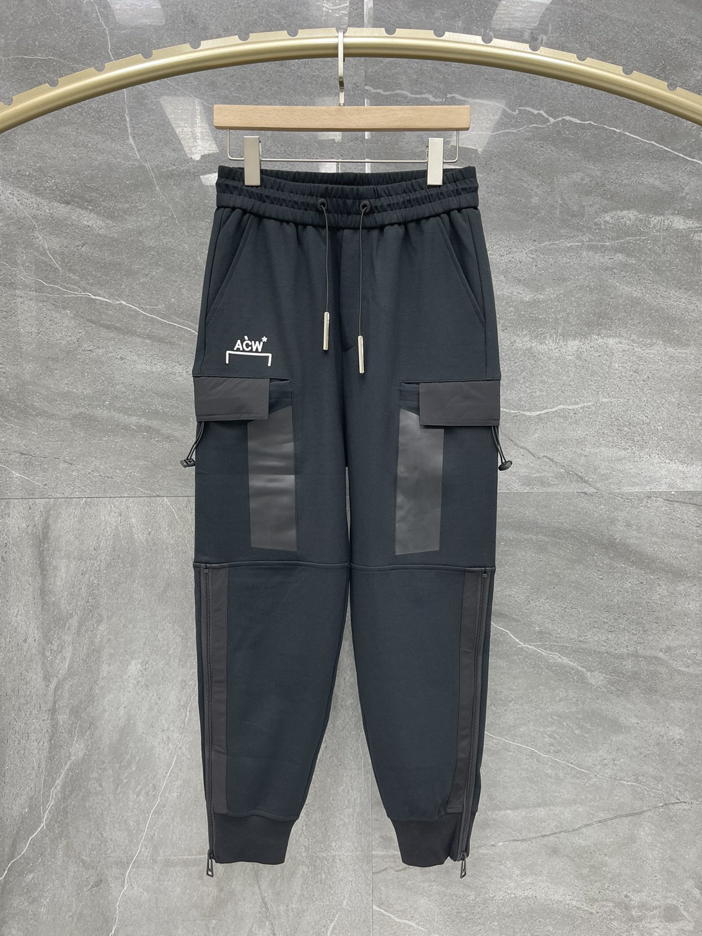 ACOLDWALLアコールドウォール コンバースｎ級品 純綿 ポケット付き 大人気 ズボン 男女兼用 刺繍ロゴ ブラック_1