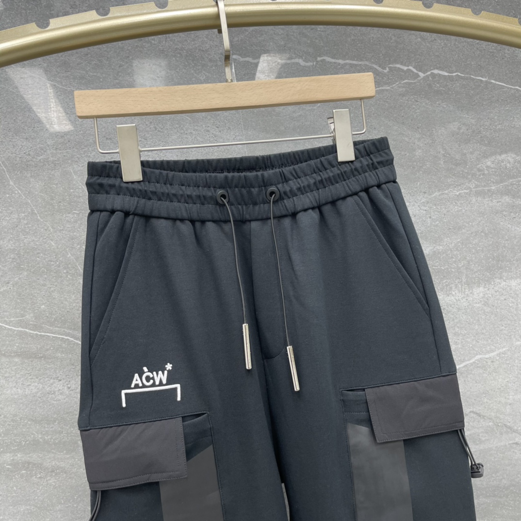 ACOLDWALLアコールドウォール コンバースｎ級品 純綿 ポケット付き 大人気 ズボン 男女兼用 刺繍ロゴ ブラック_3