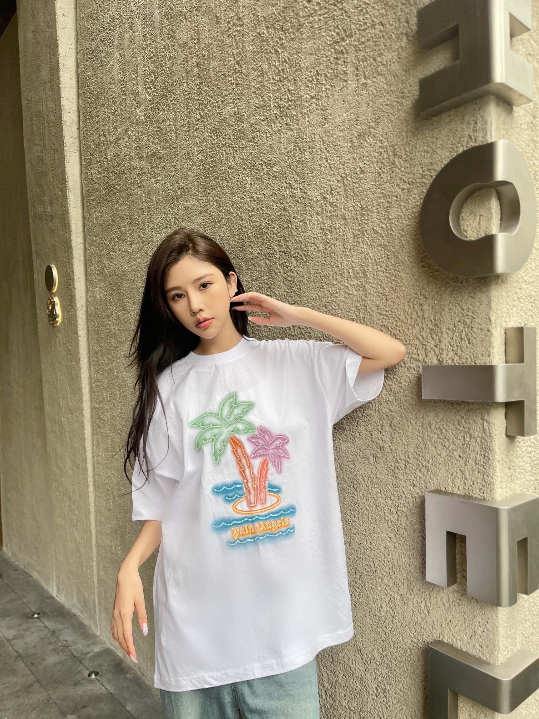 夏新作‼パームエンジェルス クマ tシャツコピー 純綿 カラフルのココヤシプリント 短袖 シンプル 大人気 ホワイト_2