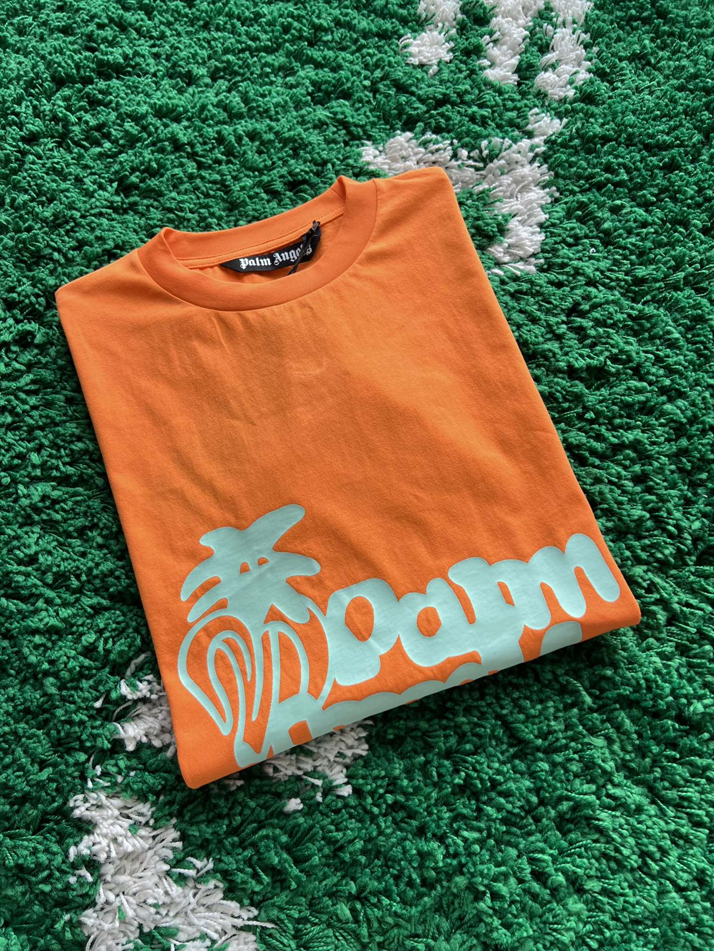 人気定番可愛い パームエンジェルス tシャツ サイズ感コピー 純綿 ファッション 半袖 ココナツプリント 柔らかい オレンジ_3