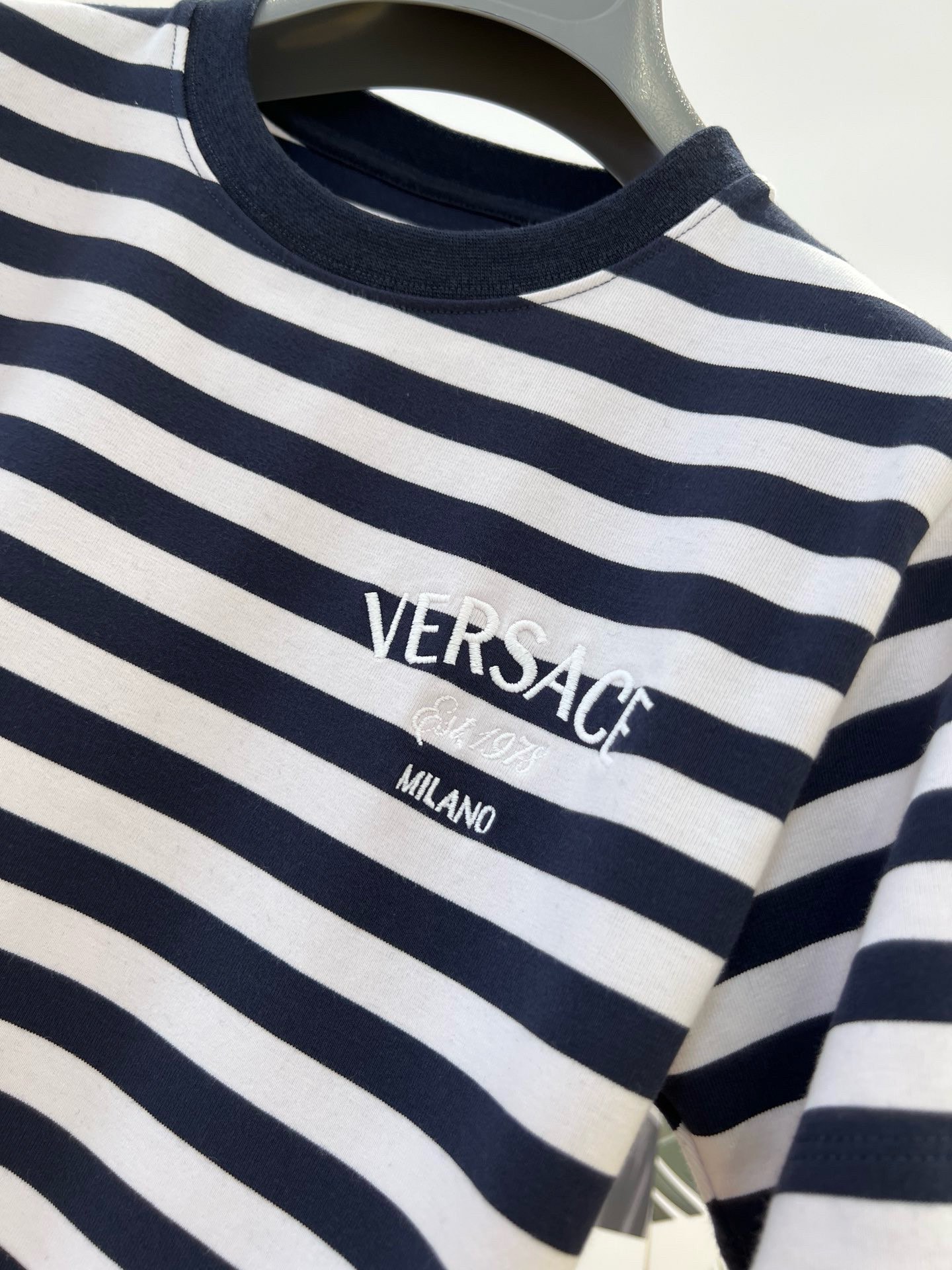 春夏新品 ノーティカブランド偽物 半袖tシャツ 純綿 トップス シンプル 柔らかい 縞 ニット ブラック_3