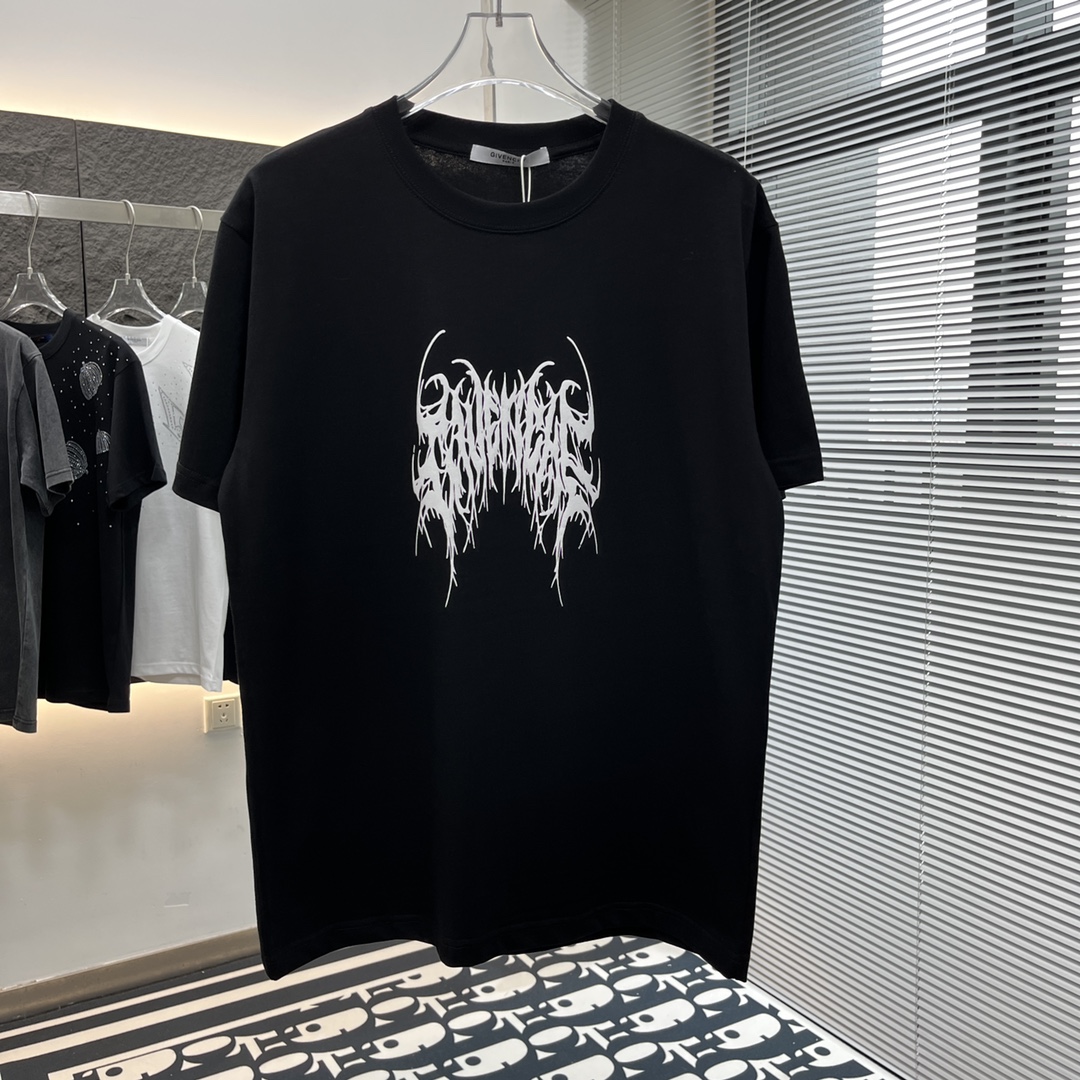 ジバンシィトップスコピｎ級品 純綿 トップス Tシャツ 半袖 プリント シンプル 人気新作 ファッション 2色可選 ブラック_1