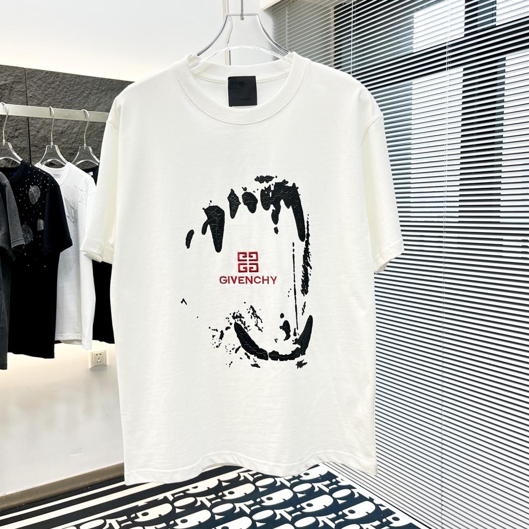 抜群の吸汗性 ジバンシィ トップス激安通販 純綿 トップス Tシャツ 半袖 プリント シンプル 人気新作 ファッション 2色可選 ホワイト_1