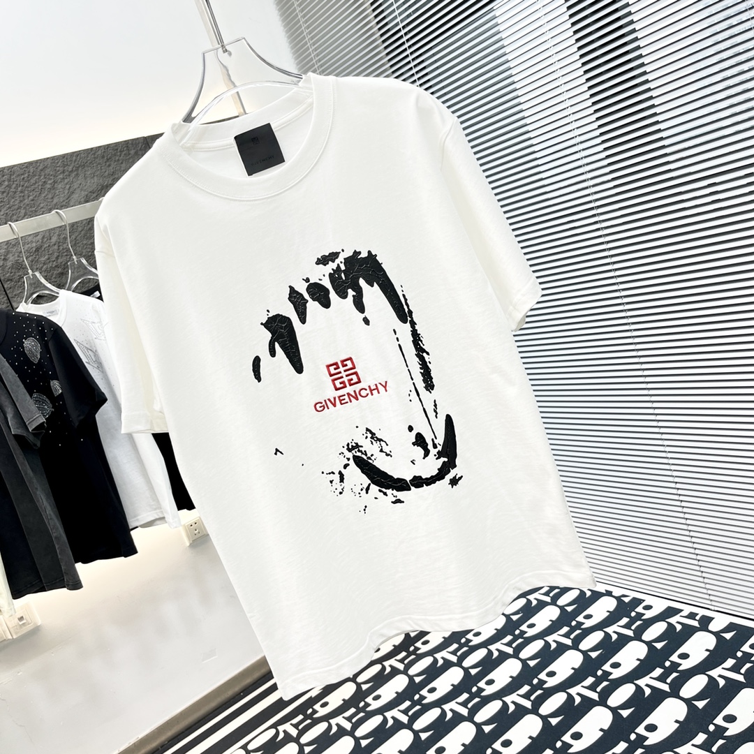 抜群の吸汗性 ジバンシィ トップス激安通販 純綿 トップス Tシャツ 半袖 プリント シンプル 人気新作 ファッション 2色可選 ホワイト_2