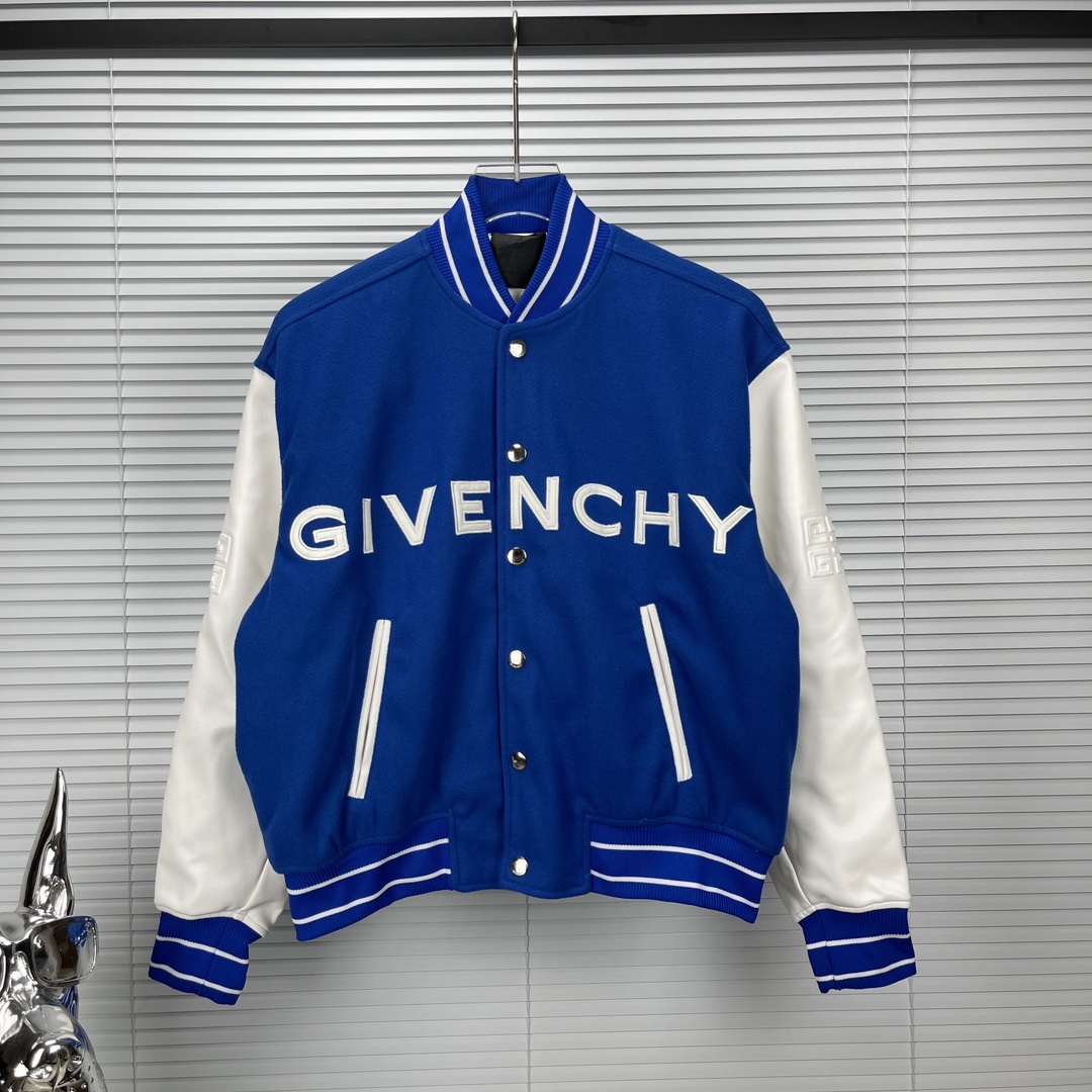 ジバンシー アウター偽物 暖かいトップス 野球服 ジャケット 厚い ロゴプリント ランニング カップル 2色可選 ブルー_1