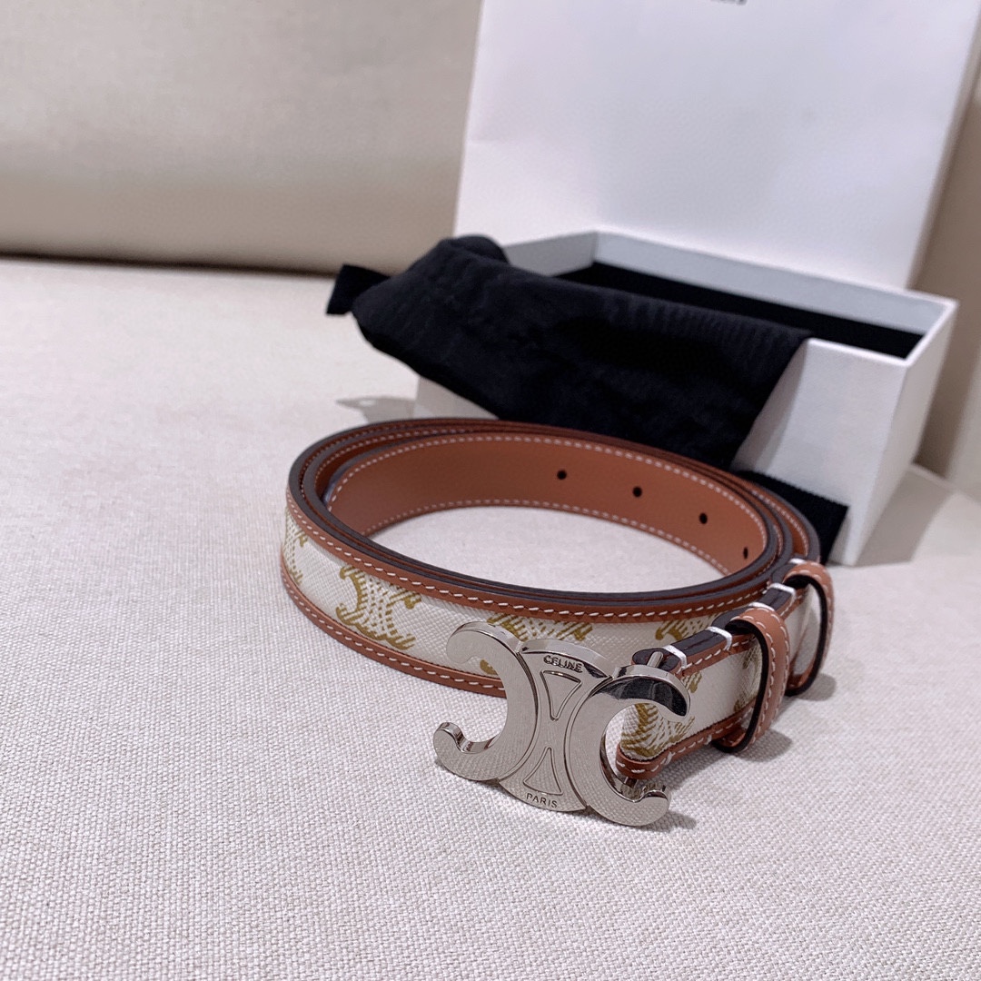 セリーヌ ベルトバッグ ナノスーパーコピー 本革 ベルト レディース レザー 人気 パンチング 調整可 シルバーバックル 細ベルト ホワイト_1