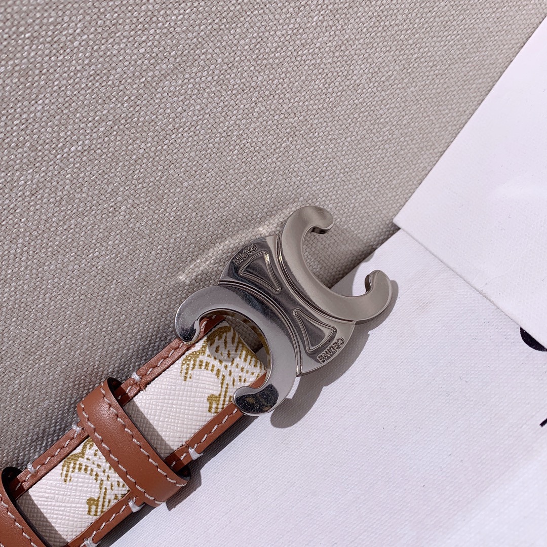 セリーヌ ベルトバッグ ナノスーパーコピー 本革 ベルト レディース レザー 人気 パンチング 調整可 シルバーバックル 細ベルト ホワイト_5
