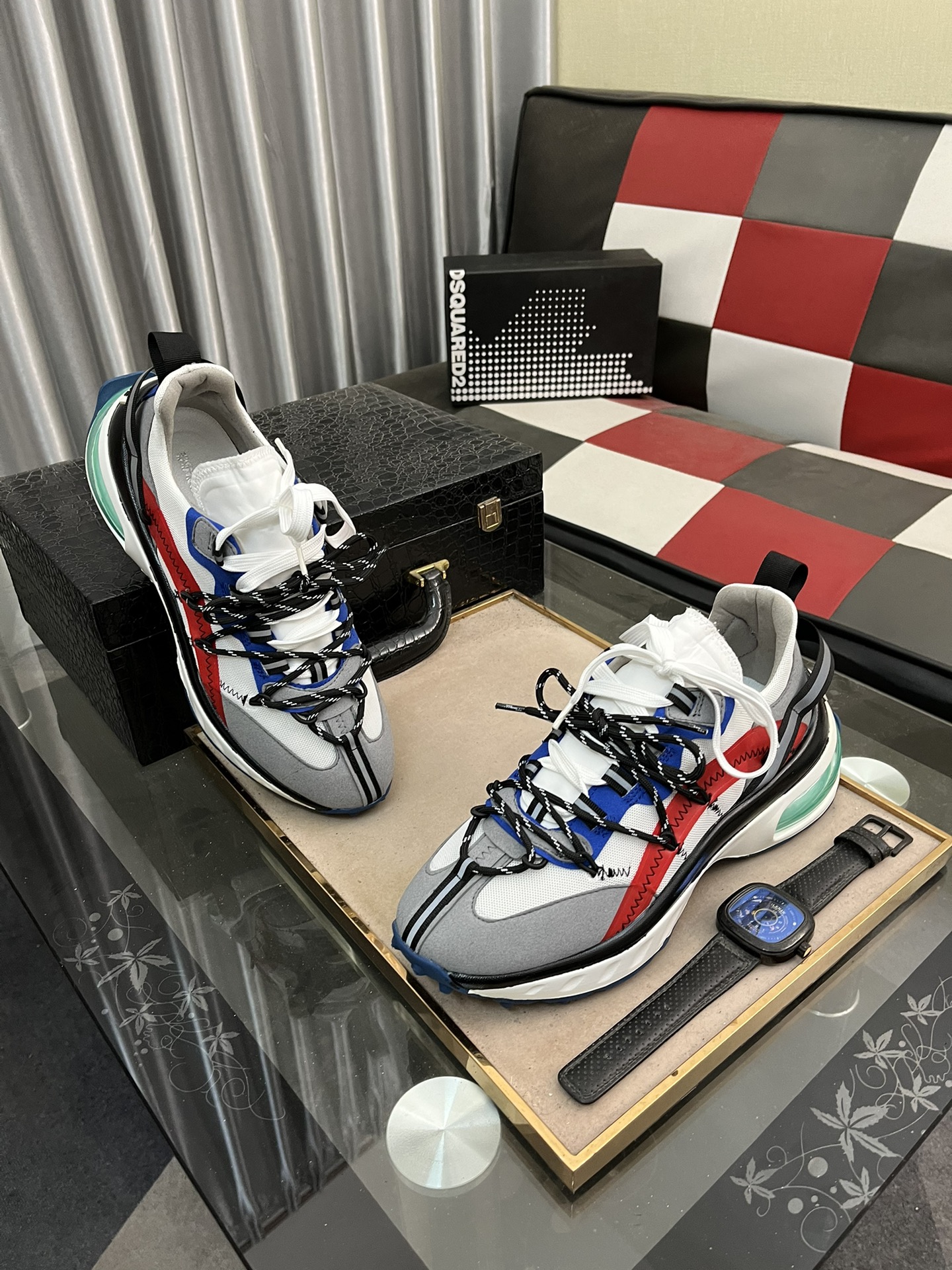 激安品 ディースクエアードパンツスーパーコピー スポーツシューズ カジュアル 運動 滑り止め 通気性素材 ファッション メンズ ブルー_2