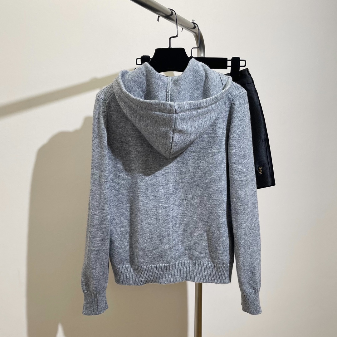セリーヌセーターｎ級品 フード付き ニット トップス 暖かい 柔らかい ゆったり ウール製 ファッション 快適 グレイ_2