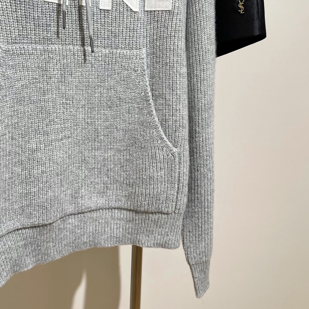冬服 メンズ セリーヌセーター偽物 ニット トップス 暖かい 柔らかい 厚い ロゴプリント 人気新作 フード付き グレイ_10