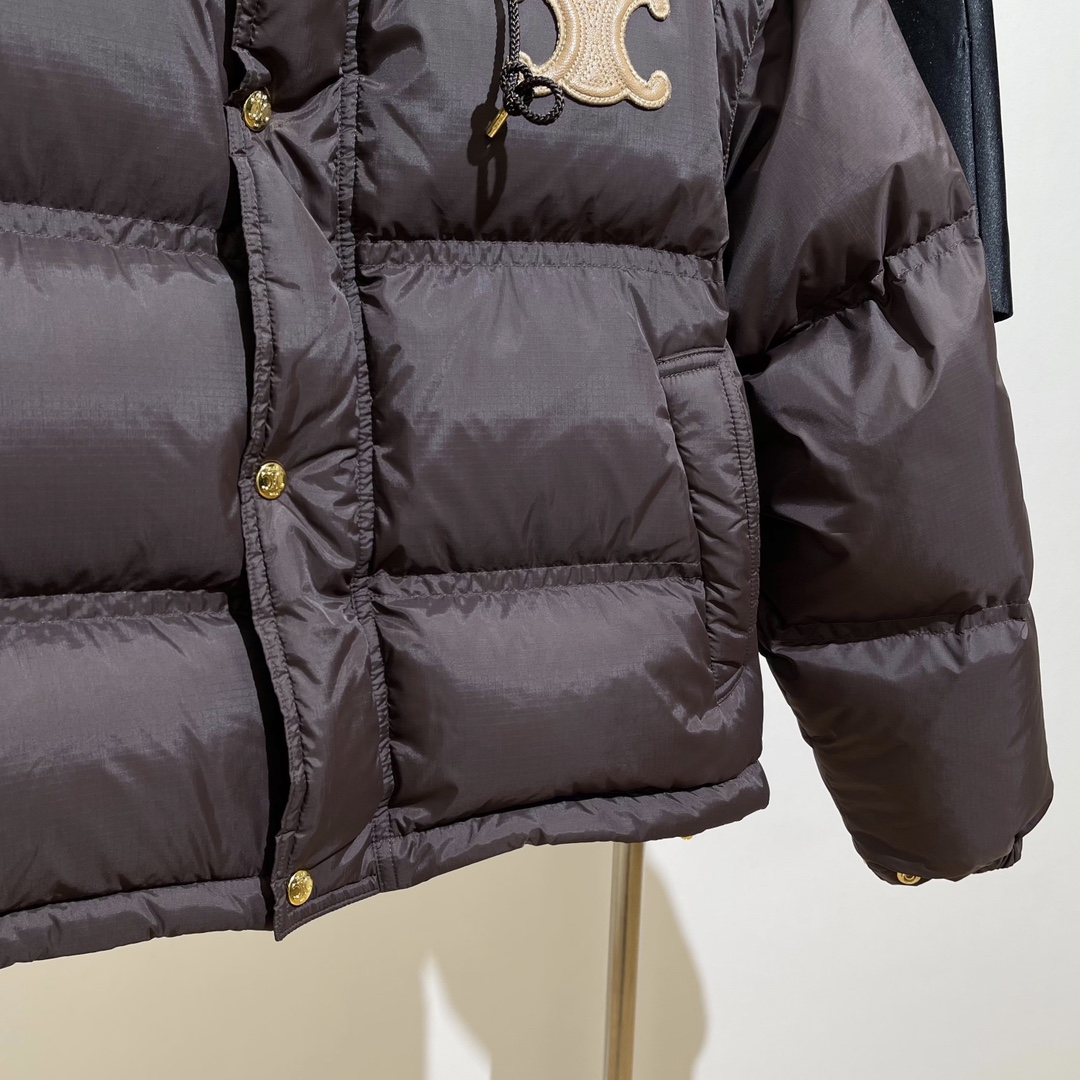 セリーヌ ダウン ジャケットコピートップス 暖かい 保温 アウター 日常服 ショット 調整可 シンプル ブラック_4