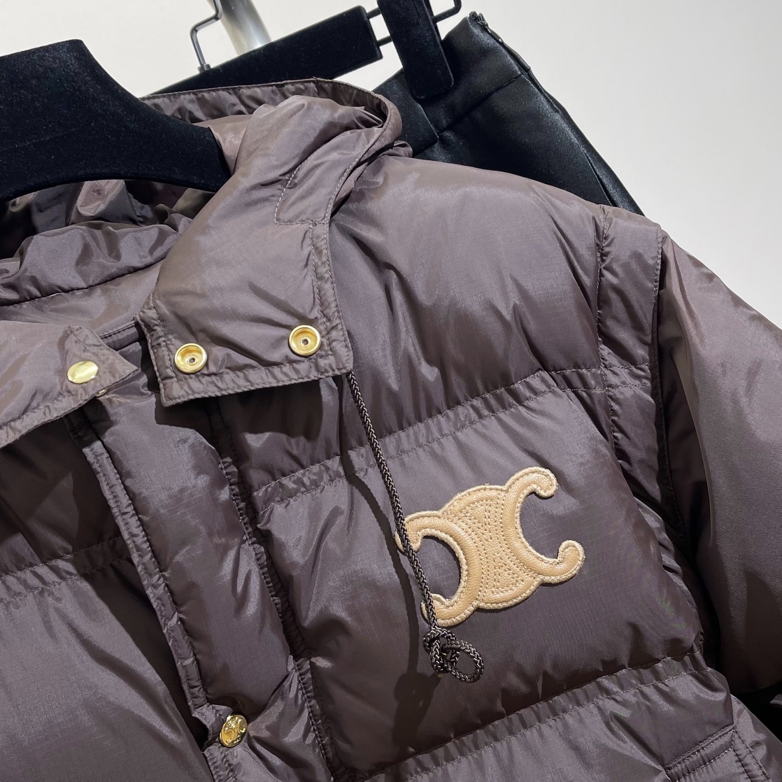 セリーヌ ダウン ジャケットコピートップス 暖かい 保温 アウター 日常服 ショット 調整可 シンプル ブラック_9