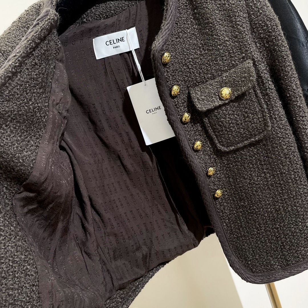 セリーヌ アウター偽物 レディース ジャケット トップス 暖かい 柔らかい 高級品 秋冬新作 ファッション グレイ_7