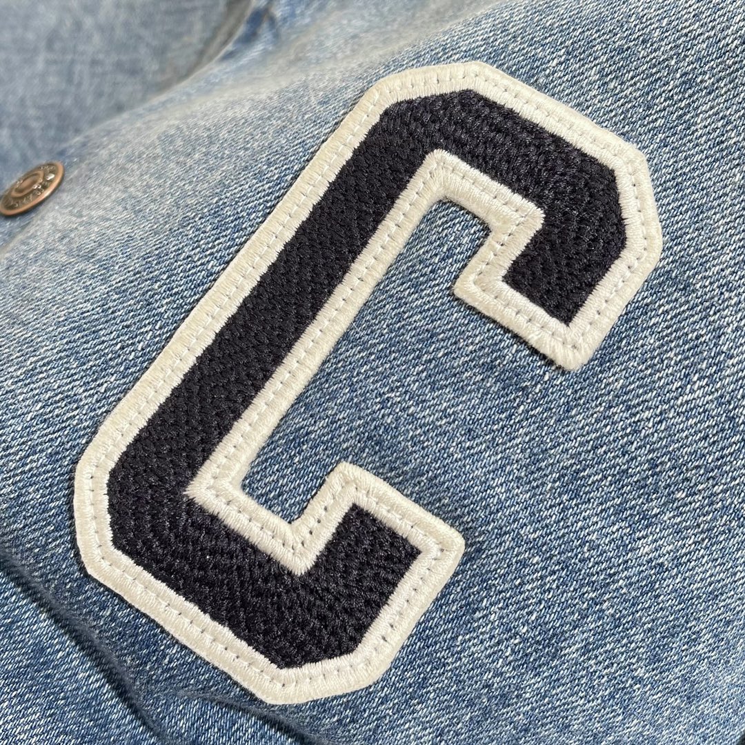セリーヌ ブルゾンスーパーコピー ジャケット トップス アウター 秋冬新作 デニム フード付き 刺繍 ファッション 野球服 ブルー_8