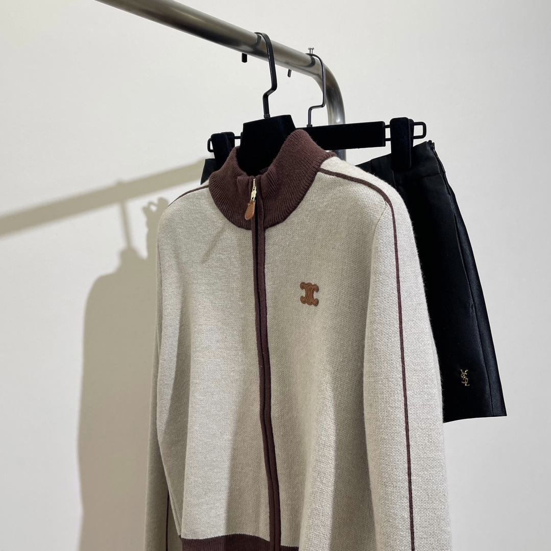 セリーヌ テーラード ジャケット メンズ激安通販 ジャケット トップス アウター ハイネック ニット セーター 柔らかい グレイ_2