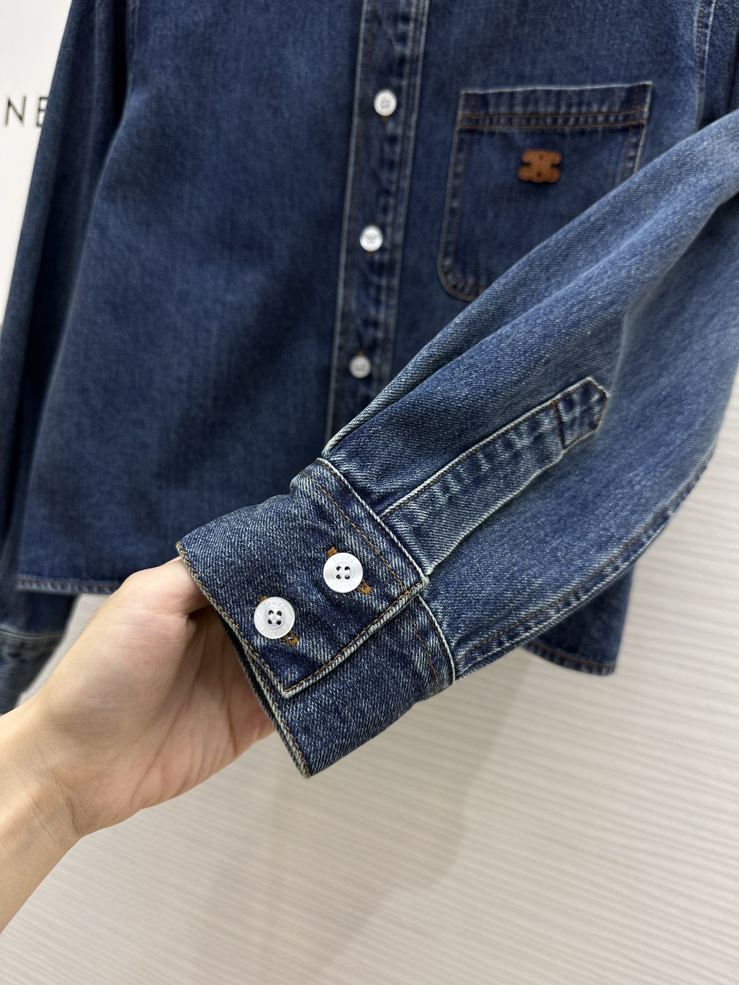 セリーヌ アウター メンズ偽物 カジュアル ロゴ刺繍 デニム トップス ジャケット ショット 襟 秋冬新作 ブルー_6