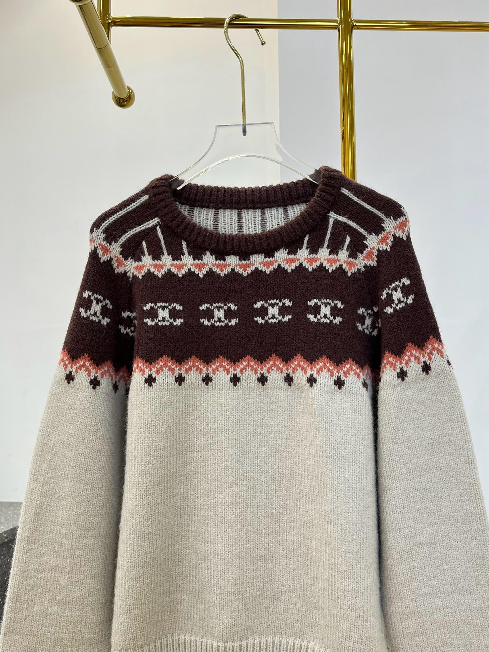 抜群な存在感 セリーヌ カシミヤ ニット激安通販 トップス 厚い セーター 暖かい 秋冬服 流行 ホワイト_3