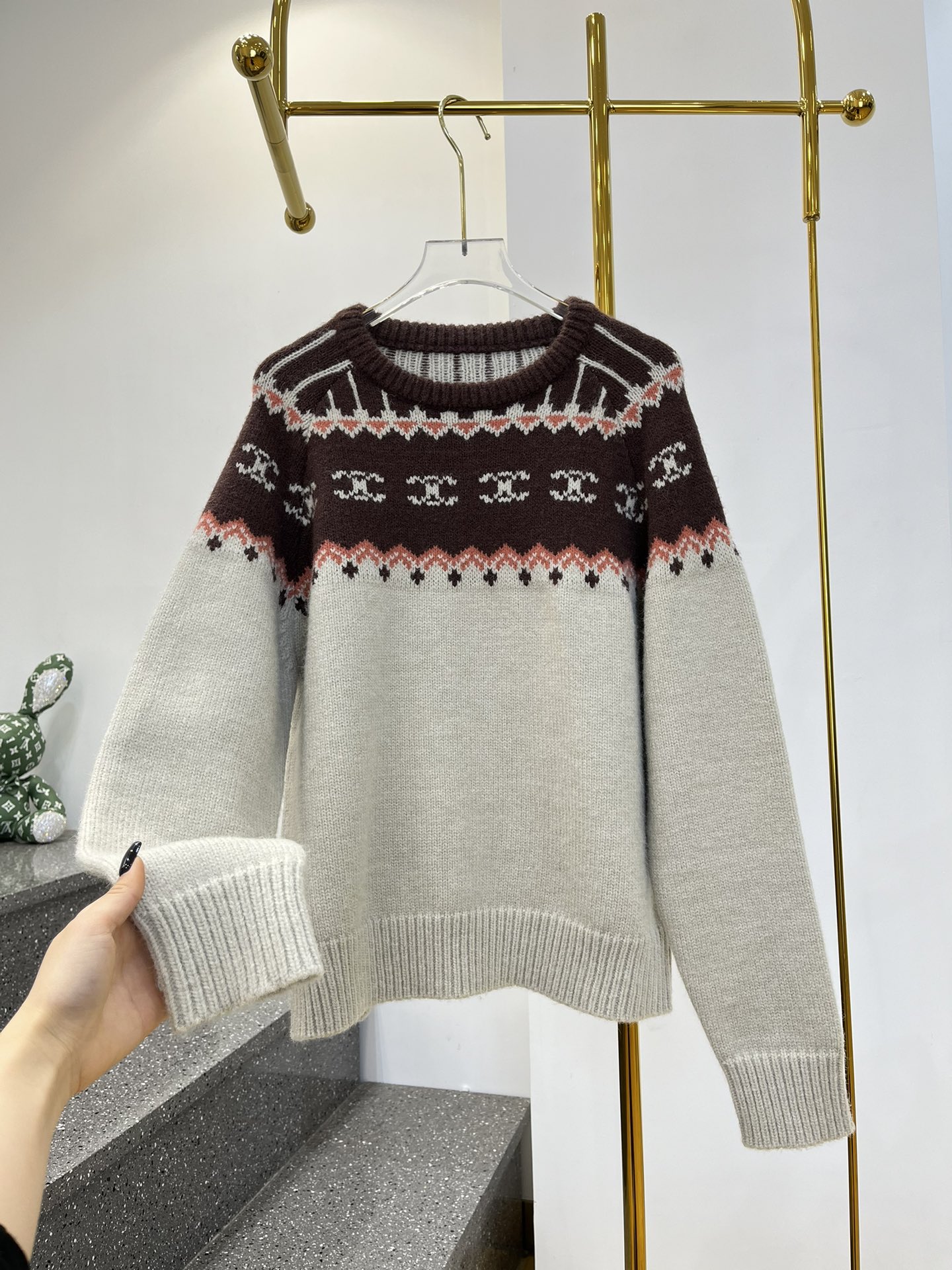 抜群な存在感 セリーヌ カシミヤ ニット激安通販 トップス 厚い セーター 暖かい 秋冬服 流行 ホワイト_4