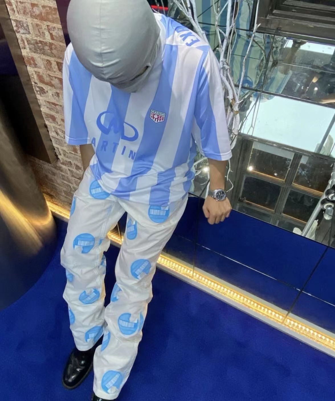 マーティンローズ 公式スーパーコピー 海軍のような服 純綿 トップス ブルーとホワイトのストライプ 短袖 Tシャツ ブルー_5