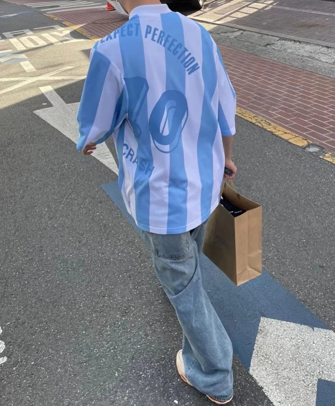 マーティンローズ 公式スーパーコピー 海軍のような服 純綿 トップス ブルーとホワイトのストライプ 短袖 Tシャツ ブルー_6