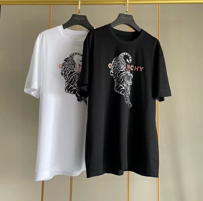 ジバンシィ ティーシャツコピー トップス 純綿 半袖 タイガープリント 柔らかい ファッション Tシャツ 2色可選_1