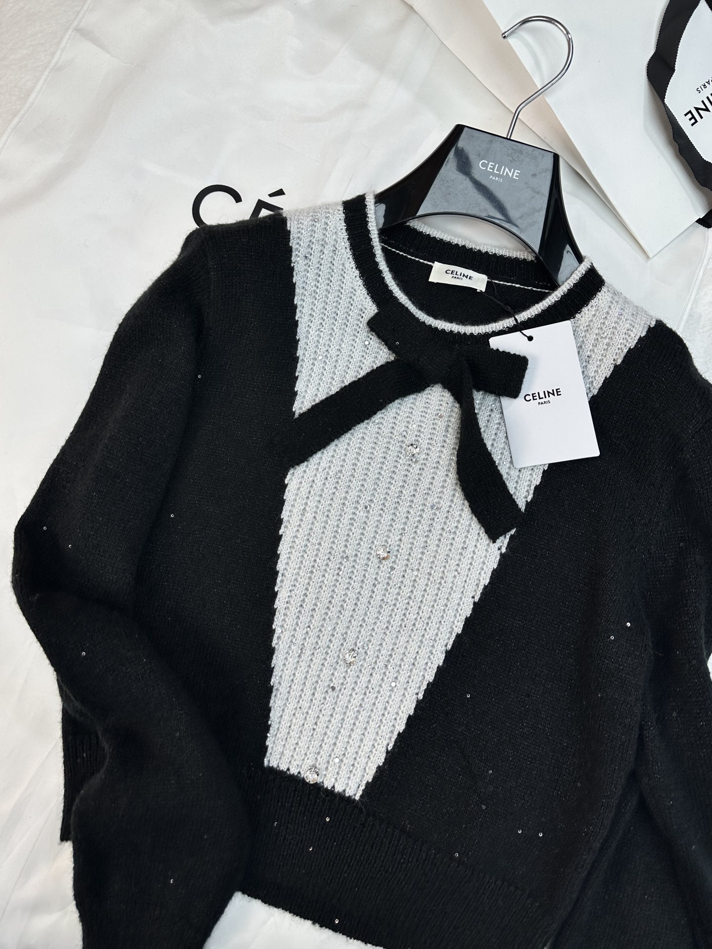 最安値人気 セリーヌ フィービー ニットｎ級品 トップス セーター 暖かい ファッション 柔らかい 高級品 ブラック_1