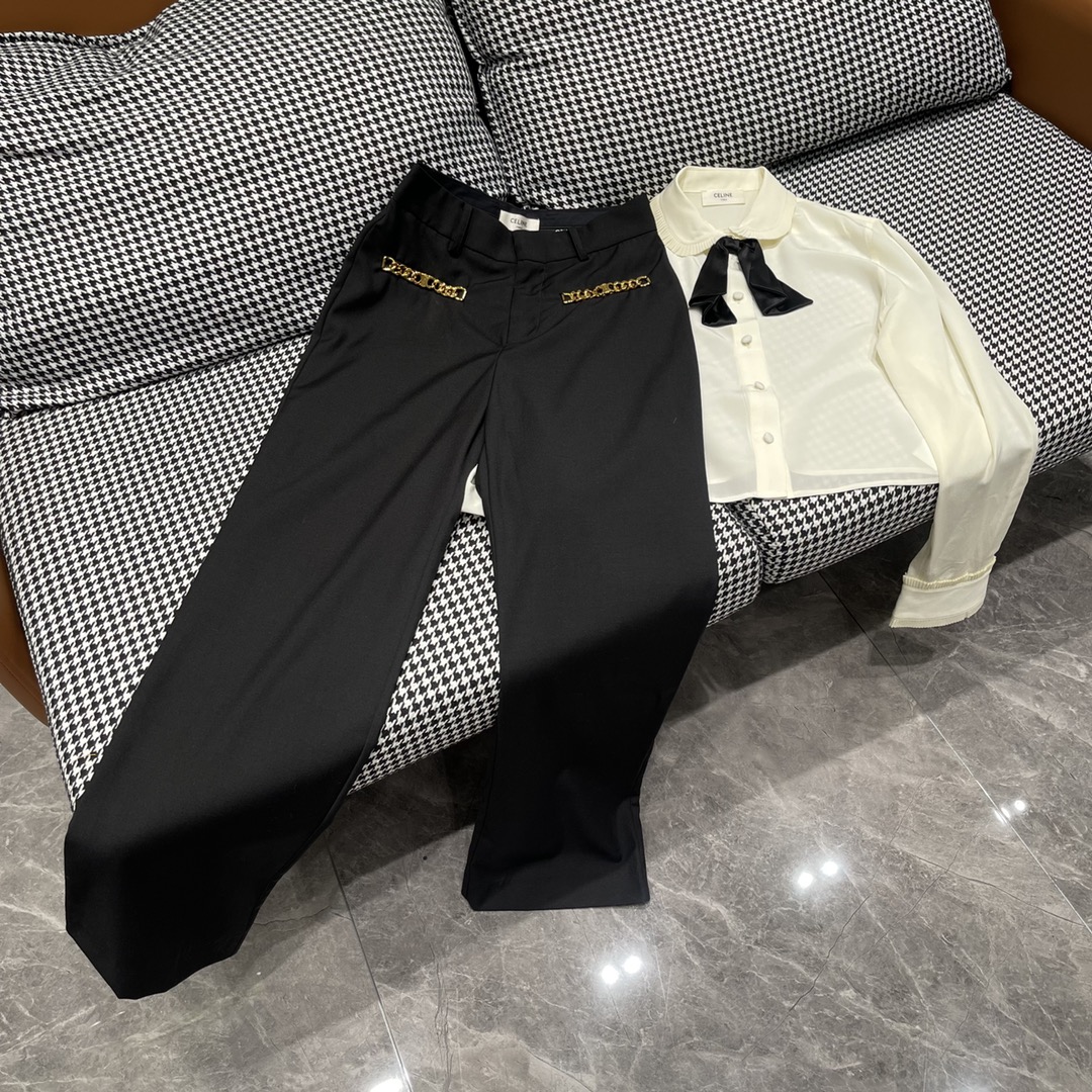 セリーヌ パンツ サイズ感偽物 ズボン 秋服 NEWデザイン スラックス 無地 流行 ファッション ブラック_3