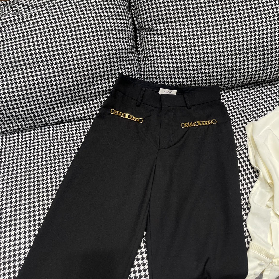 セリーヌ パンツ サイズ感偽物 ズボン 秋服 NEWデザイン スラックス 無地 流行 ファッション ブラック_5