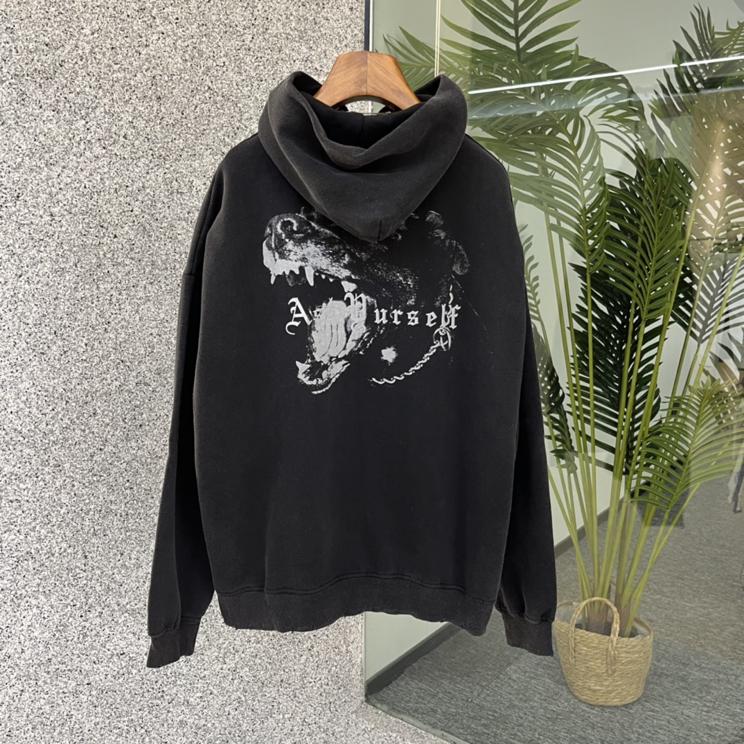 新作入荷格安 パーカーアスカスーパーコピートップス フード付き 男女兼用 犬プリント ファッション ブラック_2