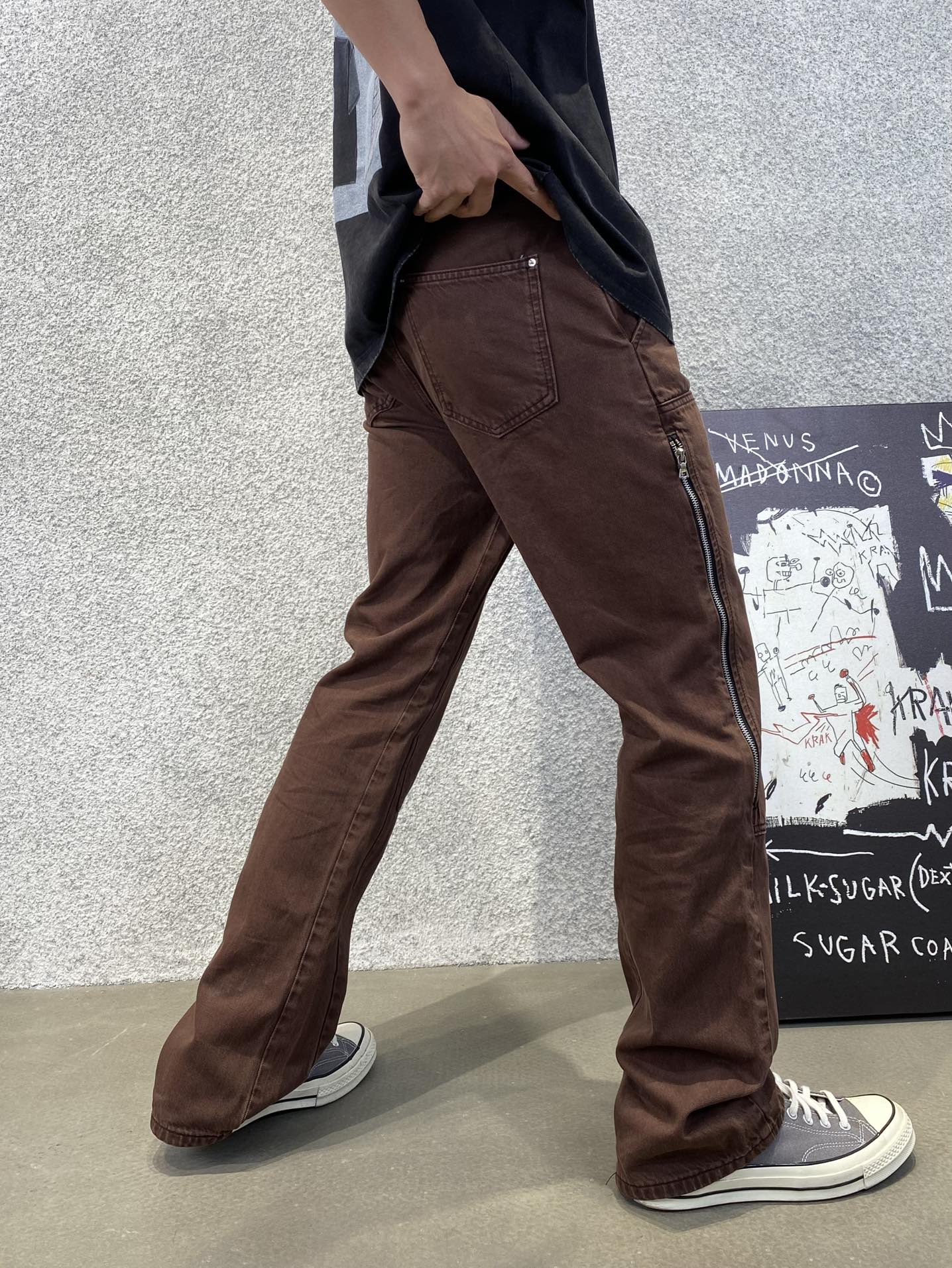 ASKYURSELF アスクユアセルフズボン偽物 パンツ 独特 カジュアルパンツ ジンーズ ファッション コーヒー色_2