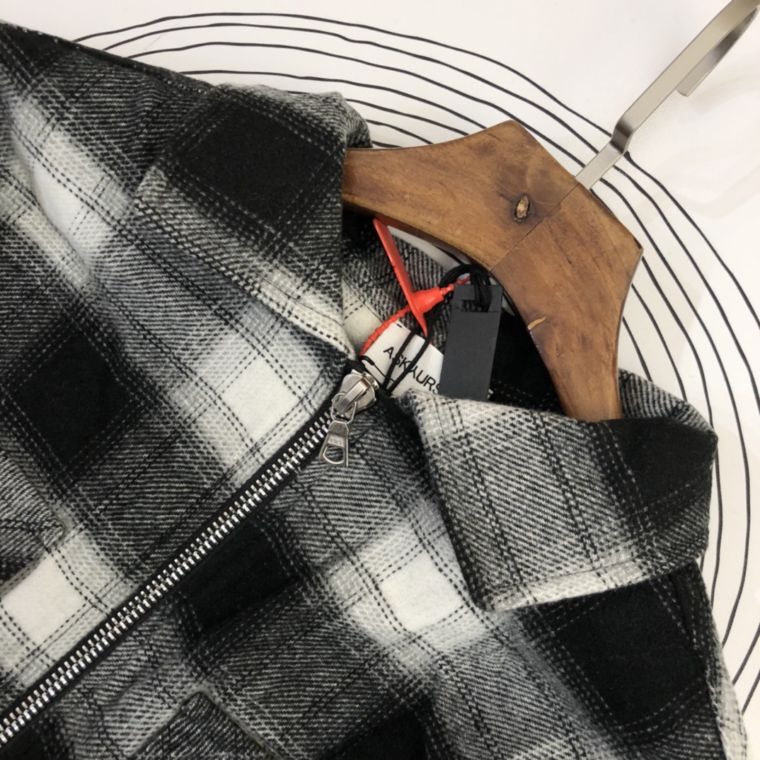 ASKYURSELF アスクユアセルフ 店舗偽物 トップス ジャケット アウター 柔らかい 人気シャツ 格子模様 ブラック_4
